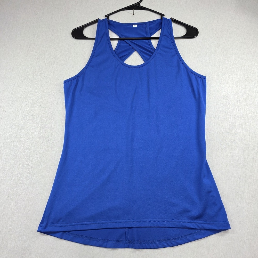ICTIVE‎ Blue Crisscross Strappy Back Athletic Tank Top Size S Activewear Sporty